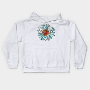 White Teal Orange Red Daisy Flower Kids Hoodie